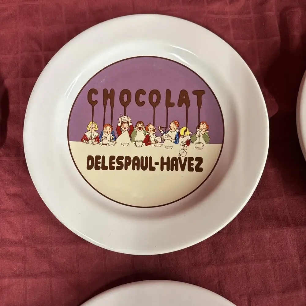 POTTERY BARN Chocolat Delespaul-Havez Ceramic Chocolate Dessert Plates Set of 6